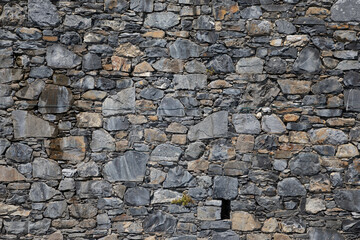 Wall Mural - Stone old wall vintage texture grey background siding different sized gray stones horizontal