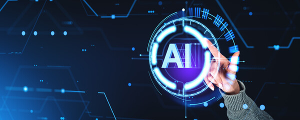 Aufkleber - Woman hand using immersive AI interface