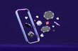 Smartphone with flying poker chips and dice, online gambling