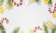 Merry Christmas and Happy New Year. Christmas background with beautiful decorations