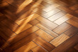 Top view of parquet flooring in contrasting light and shadow