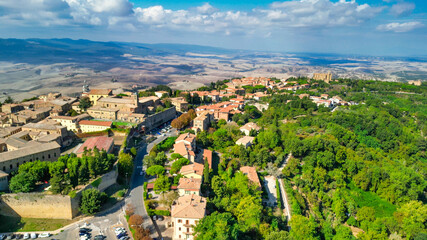 Wall Mural - Aerial view of Volterra, a medieval city of Tuscany