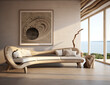 3d rendering modern living room contemporary interior design 3d rendering, in the style of rustic simplicity, martin puryear, coastal scenes, naturalist aesthetic, subtle tonalities, wood, dogon art 