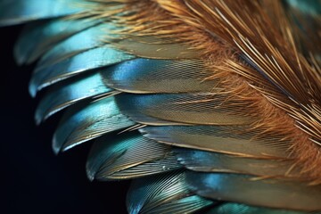 Poster - Close-up of Bird's Feathers on Black Background