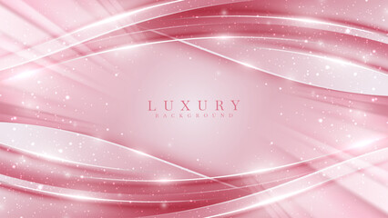 Wall Mural - pink luxury background with silver curve line and glitter light effects decorations and bokeh.