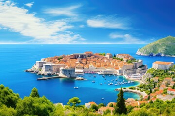 Wall Mural - Panoramic view of the old city of Dubrovnik, Croatia, Historic town of Dubrovnik panoramic view, AI Generated