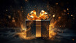 Gift box confetti explosion. Magic open surprise gift box package decoration