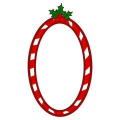 Wall Mural - Candy Cane Christmas Oval Frame