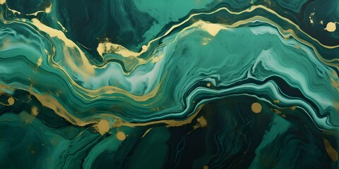 Wall Mural - Green marble with gold veins. Natural pattern. Abstract 3D illustration of marble surface for backgrounds, wallpapers, photo wallpapers, murals, posters