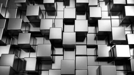 Poster - Abstract background with silver metal cubes