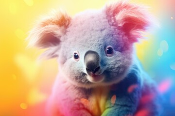 Wall Mural -  a koala bear with a colorful background and a blurry background.  generative ai