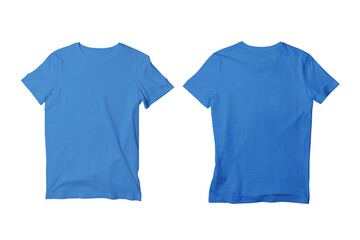 Poster - Blank Royal Blue Unisex Crew Neck Short Sleeve T-Shirt Front and Back View Mockup Template