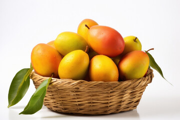 Canvas Print - wooden basket full of mangoes