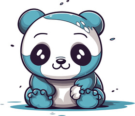  Cute cartoon panda bear isolated on white background. Vector illustration.