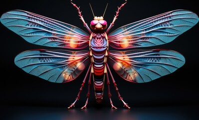 Canvas Print - A colorful insect with a large wingspan, AI