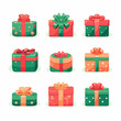© H Art - Set of Christmas Gifts Watercolor Ornament Vector Illustration