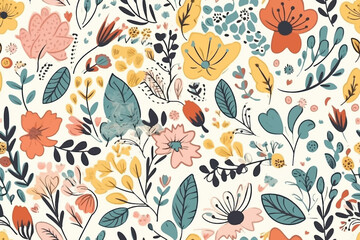 Wall Mural - Floral pattern design , Printing Textile , Transfer designs , pattern , flower. Seamless Colorful Tropical Floral Pattern. Seamless pattern of tropical florals in colorful style. 