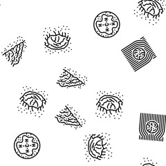 Wall Mural - mars planet space astronomy vector seamless pattern thin line illustration