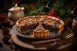 Festive mincemeat pie dessert for Christmas season. Generative AI