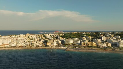 Wall Mural - Rhodes island New town and bay skyline on a beautiful clear day