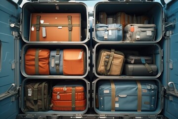 Poster - Suitcases neatly arranged inside a truck. Perfect for travel or moving-related designs.