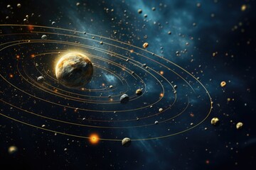 Poster - A captivating image of the solar system with the sun at the center and the planets orbiting around it. Perfect for educational materials or astronomy-related projects.