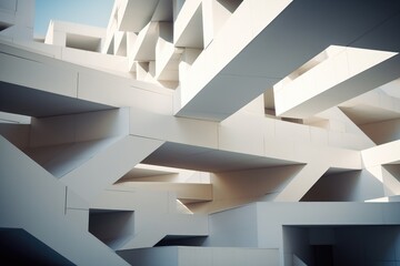 Poster - A picture of a building with a series of stairs inside. Suitable for architectural, interior design, or construction concepts