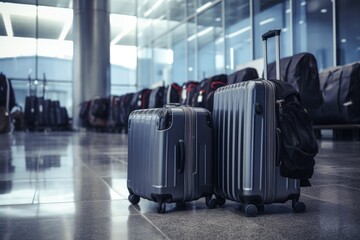 Wall Mural - A couple of suitcases sitting on top of a tiled floor. Perfect for travel-related projects or interior design concepts