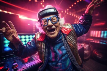 Canvas Print - Man Dancing in Helmet and Glasses