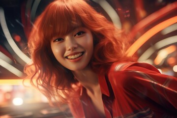 Aufkleber - Smiling Woman with Red Hair