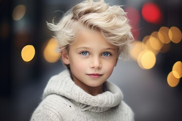 Poster - Blonde-haired Little Boy in a Sweater