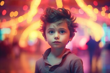 Poster - Young Boy at Carnival Ride