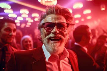 Aufkleber - Bearded Man with Glasses in Front of Crowd