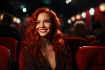 Poster - Woman with Red Hair in Movie Theater