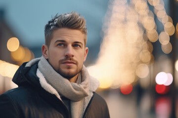 Aufkleber - Man in Black Jacket and White Scarf