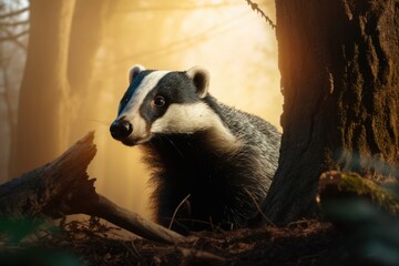 Poster - A detailed shot of a small animal near a tree. Perfect for nature lovers or educational materials about wildlife.