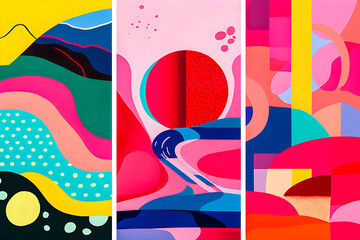 Poster - 3d rendering of an abstract pop art composition. geometric shapes for presentation or product layout