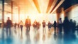 © Eva Corbella - blurred bussines people walking at a trade fair comerce, background with copyspace