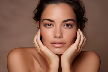 Portrait of beautiful young woman with clean fresh skin.beauty and spa concept