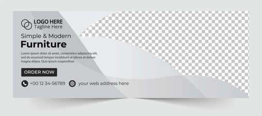 furniture social media cover page template and web banner promotion layout