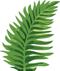 Poster - Tropical minimalist illustration of lush leaves on white background.