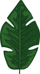 Poster - A minimalist vector design showcasing vibrant tropical leaves in a simplistic and modern style.