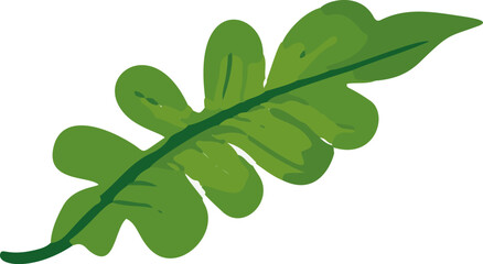 Poster - A vibrant, simplistic vector illustration of tropical leaves, exuding a minimalistic aesthetic.