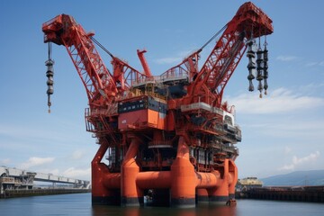 Wall Mural - Large industrial crane in the port of Gdansk, Poland. heavy lift crane vessel, AI Generated