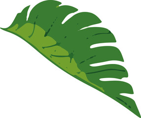 Poster - Minimalistic tropical vector illustration of vibrant green leaves, evoking a serene and lush atmosphere.