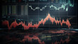 Stock market crash background design. Financial data analyze. Red bar graph diagrams.