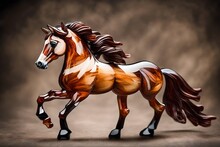 Emphasize The Detailed Craftsmanship Of A Glass-crafted Miniature Horse, Showcasing Its Dynamic Pose And Lifelike Expression 