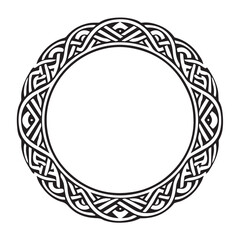 Wall Mural - Round Celtic frame. Black pattern, isolated vector on white background. Border