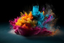 Vibrant Explosion Of Artistic Powder Creating An Impressive And Impactful Eureka Moment. Generative AI