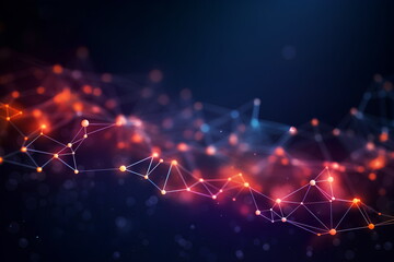 Poster - Abstract digital connection dots and lines background for technology, artificial intelligence, science, global communication